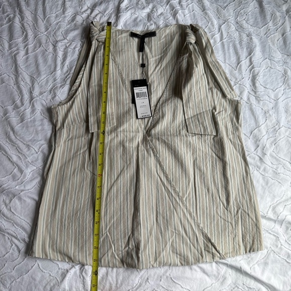 BCBG Striped Sleeveless Top Tie Shoulder V Neckline - Picture 6 of 6